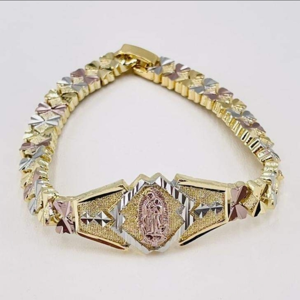 Virgin Mary 3-colors Gold Plated Bracelet 7 Inches
